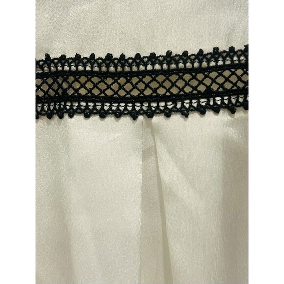 Self Portrait Womens White & Black Top Size US 6 Detailed Lace Ruffle Mock Neck - Picture 11 of 13